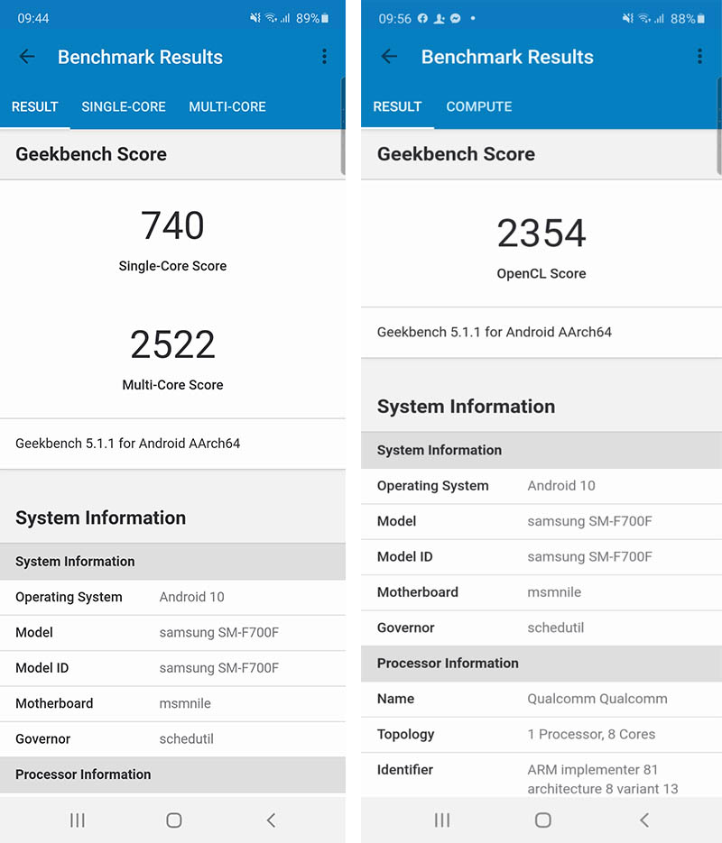 Đo hiệu năng Galaxy Z Flip bằng phần mềm GeekBench 5.