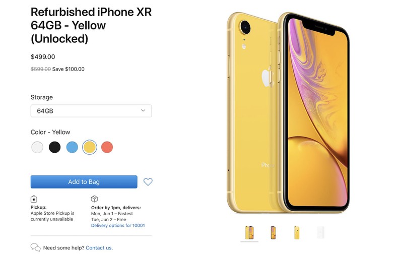 Apple bắt đầu bán iPhone Xr tân trang với giá rẻ hơn từ 100 – 120 USD so với hàng hoàn toàn mới