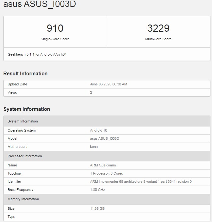 ASUS ROG Phone 3 phiên bản RAM 12 GB xuất hiện trên Geekbench