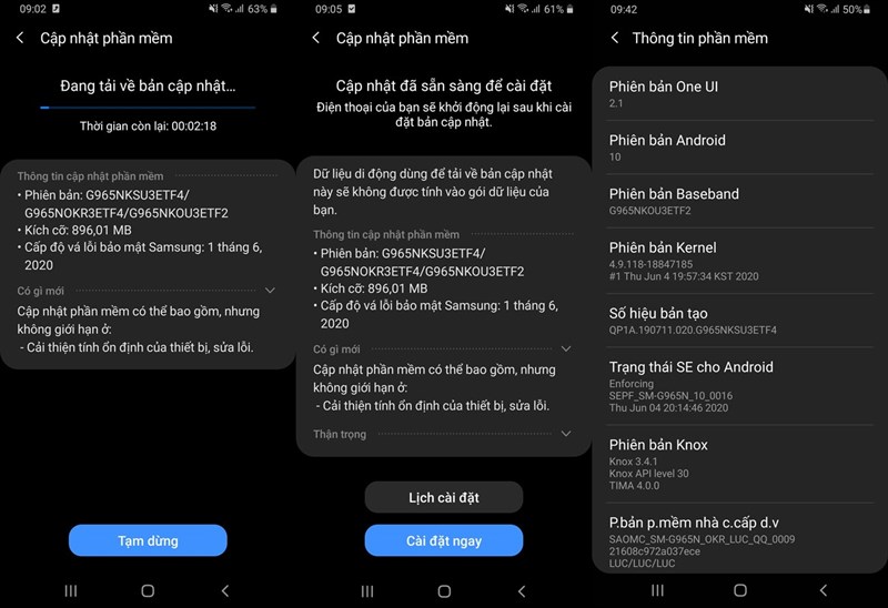 Bản cập nhật One UI 2.1 cho dòng Galaxy S9 có dung lượng gần 900 MB