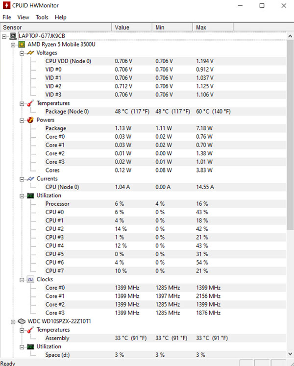 đo nhiệt độ của CPU