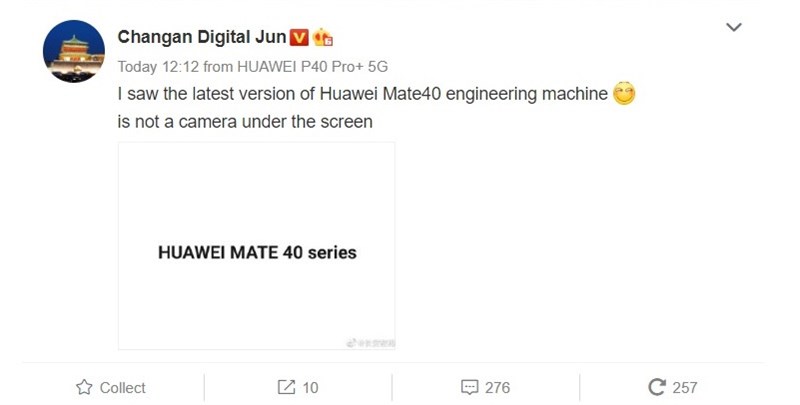 Ai đang chờ Huawei Mate 40 có lẽ sẽ buồn, flagship này sẽ không có camera ẩn dưới màn hình đâu