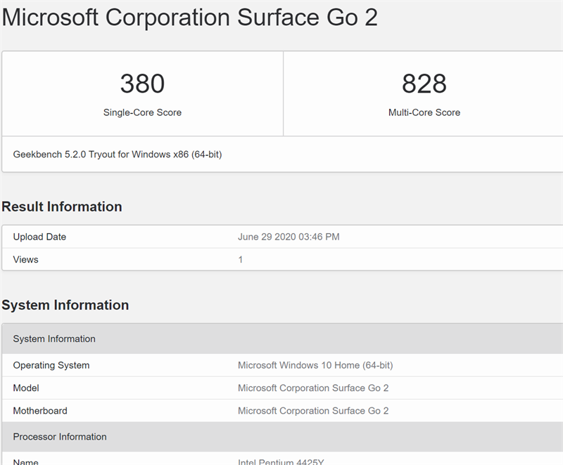 Hiệu năng Surface Go 2