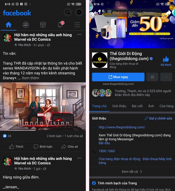 Dark Mode trên Facebook MIUI 12