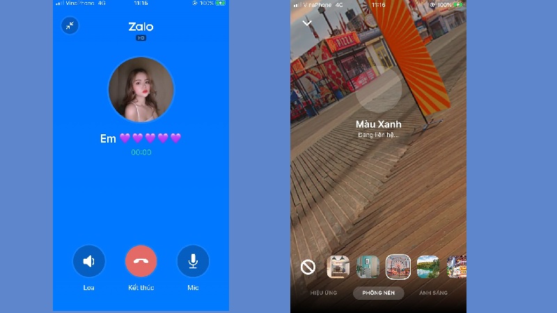 Giao diện cuộc gọi Zalo và Messenger Giao diện cuộc gọi Zalo và Messenger