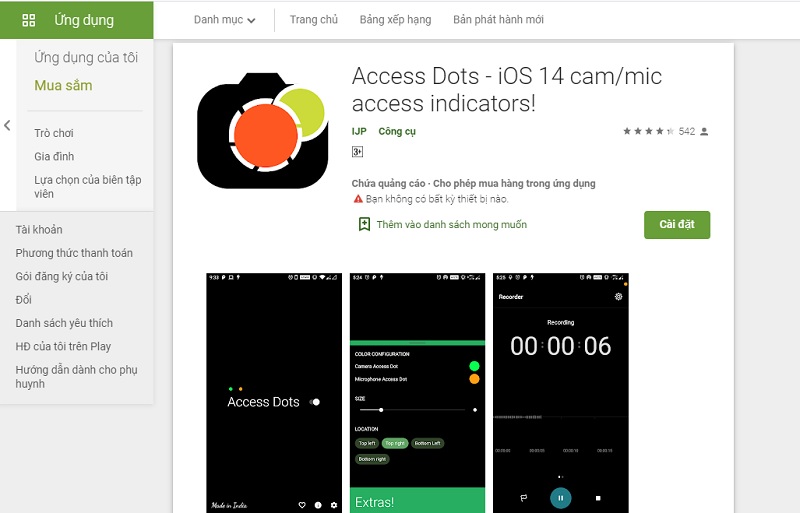 Cài đặt Access Dots