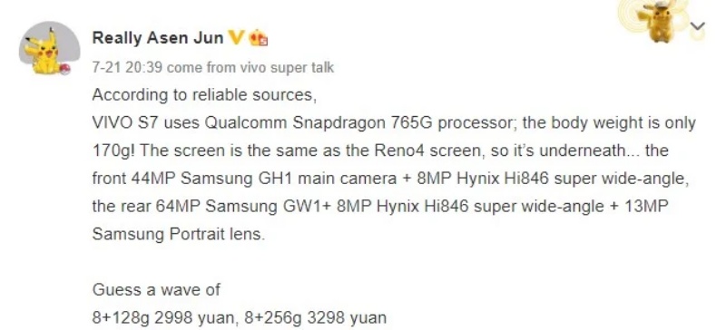 Vivo S có người đại diện thương hiệu xinh đẹp mới, hình ảnh thực tế của Vivo S7 cũng vừa hé lộ Vivo S có người đại diện thương hiệu xinh đẹp mới, hình ảnh thực tế của Vivo S7 cũng vừa hé lộ