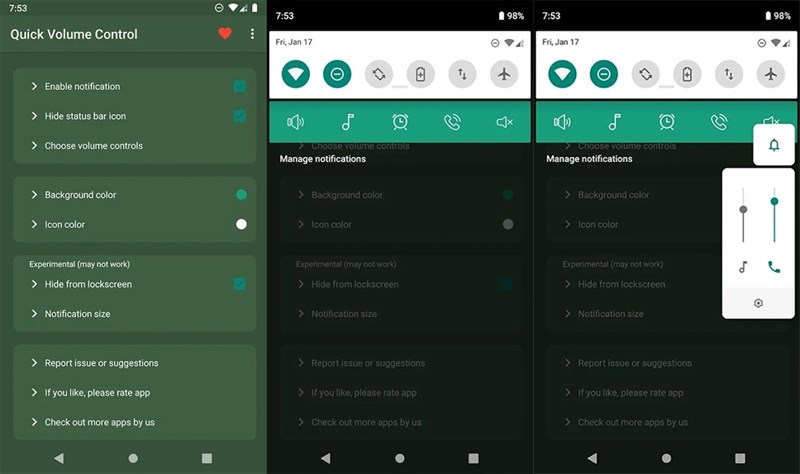 Quick Volume Control in notification bar Quick Volume Control in notification bar