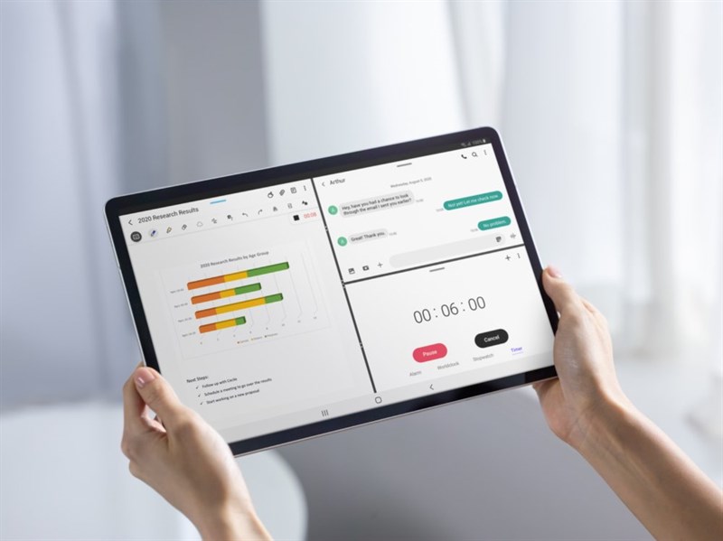 Sử dụng 2 hoặc 3 ứng dụng cùng một lúc trên Galaxy Tab S7+ Sử dụng 2 hoặc 3 ứng dụng cùng một lúc trên Galaxy Tab S7+