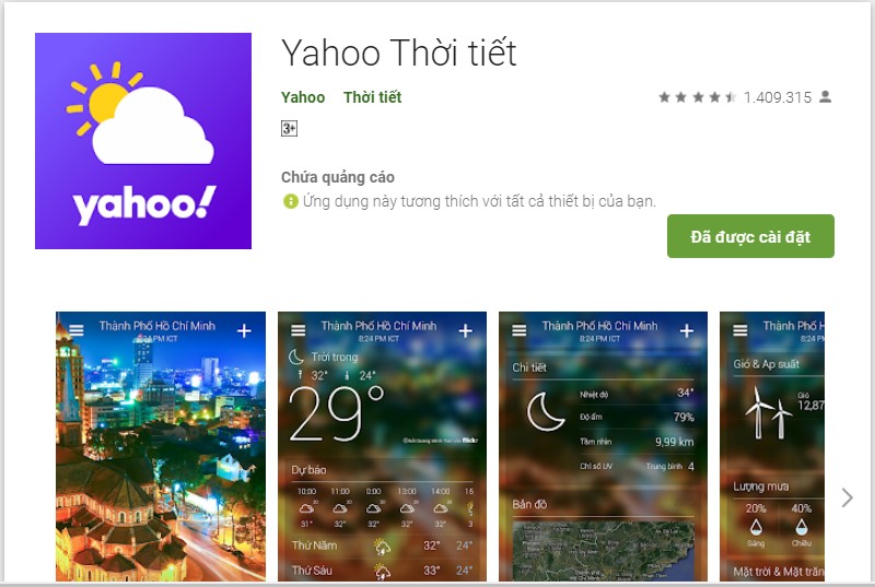 Ứng dụng Yahoo thời tiết Ứng dụng Yahoo thời tiết