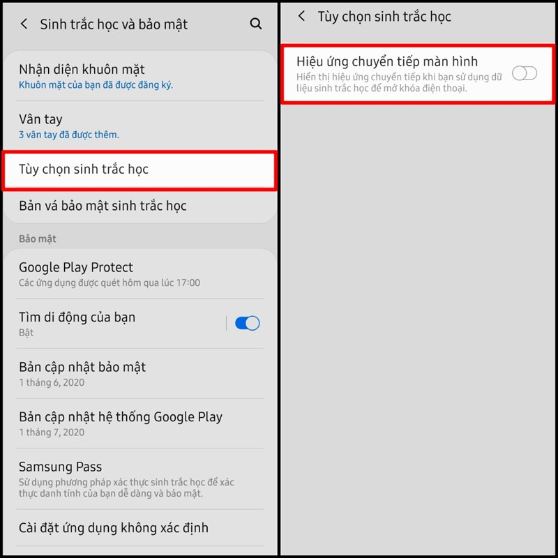 Tắt hiệu ứng chuyển tiếp Tắt hiệu ứng chuyển tiếp