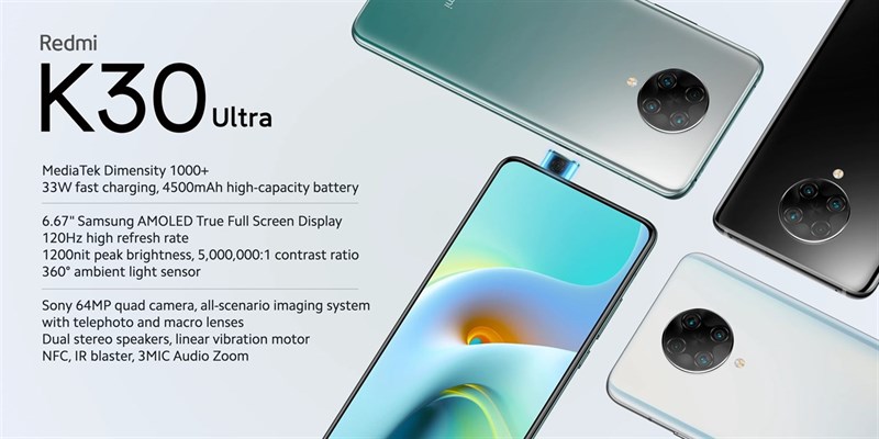 Redmi K30 Ultra ra mắt: Màn hình 120Hz, chip Dimensity 1000+, 4 camera sau 64MP, giá bán hết sức phải chăng Redmi K30 Ultra ra mắt: Màn hình 120Hz, chip Dimensity 1000+, 4 camera sau 64MP, giá bán hết sức phải chăng