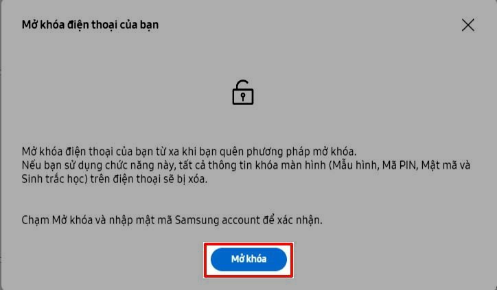 Mở khóa bằng tính năng Find my mobile Mở khóa bằng tính năng Find my mobile