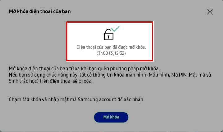 Mở khóa bằng tính năng Find my mobile Mở khóa bằng tính năng Find my mobile