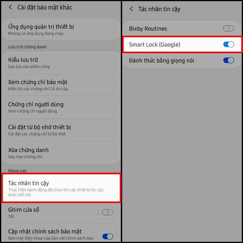 Mở khóa bằng Smart Lock Mở khóa bằng Smart Lock