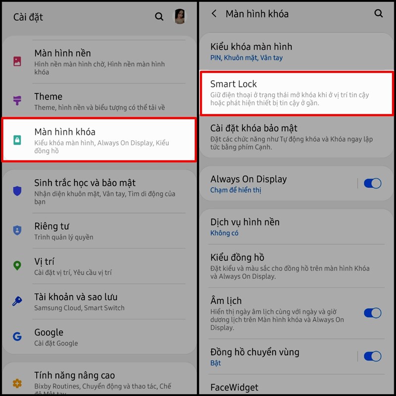 Mở khóa bằng Smart Lock Mở khóa bằng Smart Lock