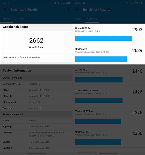 Điểm hiệu năng đo bằng Geekbench 5 của Samsung Galaxy Note20 Ultra