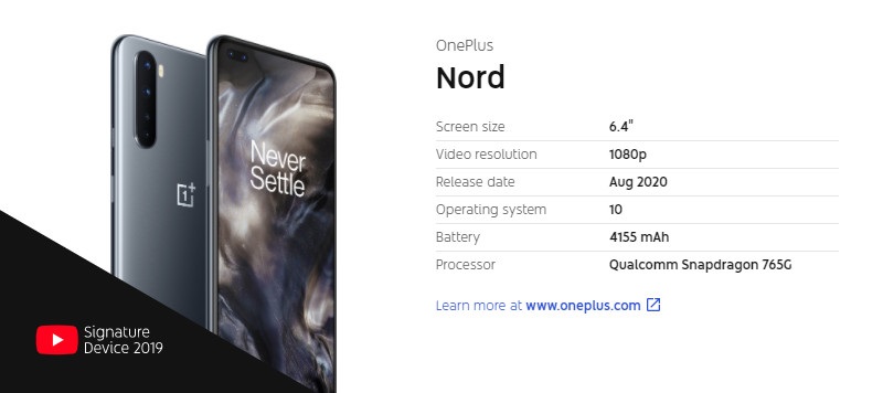 OnePlus Nord 5G được Google xác nhận là thiết bị thuộc danh sách YouTube Signature Device, sẽ có trải nghiệm xem video tuyệt vời nhất