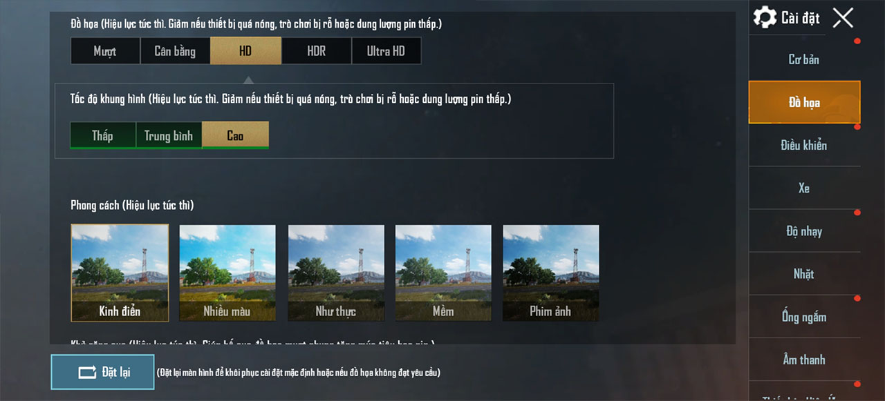 Setting cấu hình trong PUBG Mobile Setting cấu hình trong PUBG Mobile