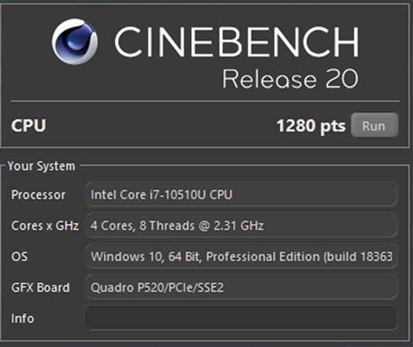 Đo hiệu năng của HP ZBook 14 G7 bằng Cinebench Đo hiệu năng của HP ZBook 14 G7 bằng Cinebench