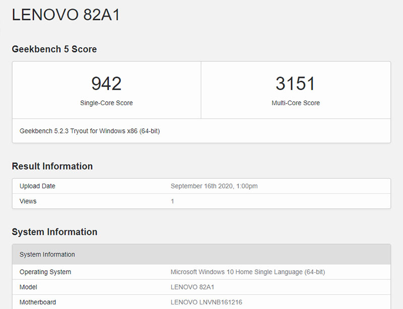 Đo CPU của Lenovo Yoga Slim 7 bằng Geekbench 5 Đo CPU của Lenovo Yoga Slim 7 bằng Geekbench 5