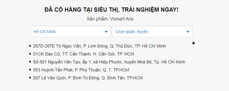 Tìm siêu thị gần nhất để trải nghiệm