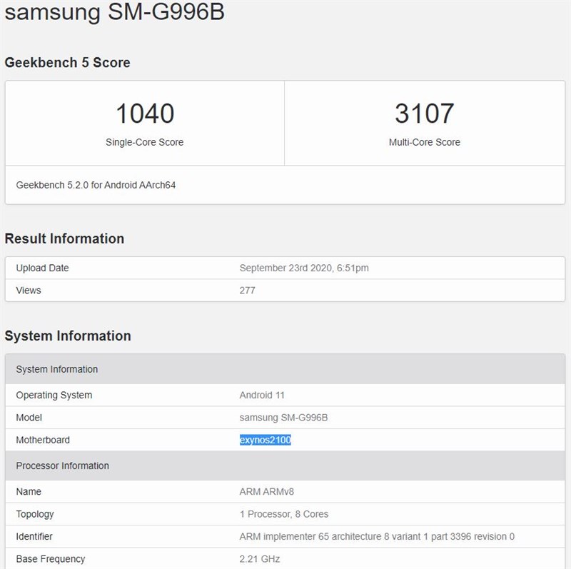 benchmark exynos 2100