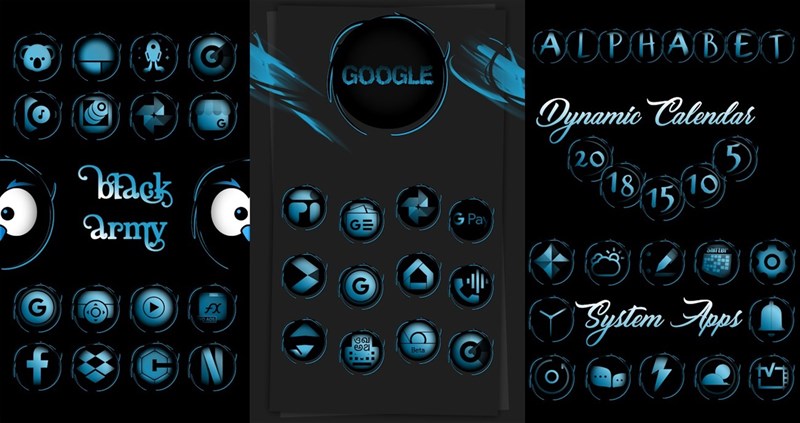 Black Army Sapphire - Icon Pack - Fresh dashboard Black Army Sapphire - Icon Pack - Fresh dashboard