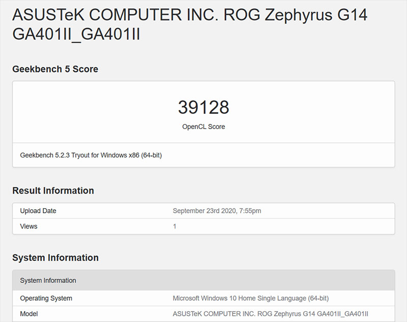 Đo hiệu năng của ROG Zephyrus G14 bằng Geekbench 5 Đo hiệu năng của ROG Zephyrus G14 bằng Geekbench 5