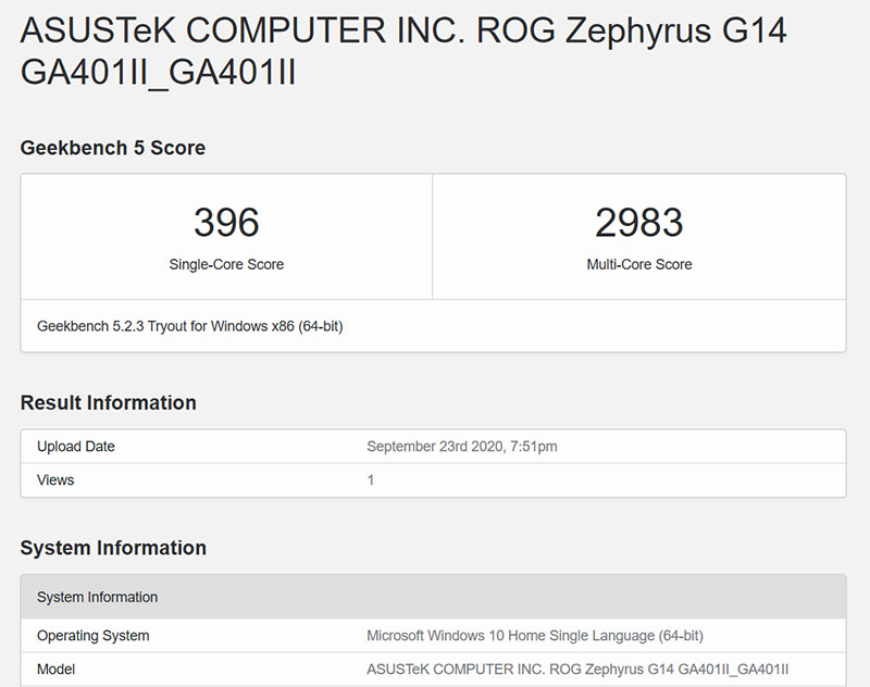 Đo CPU của ROG Zephyrus G14 bằng Geekbench 5 Đo CPU của ROG Zephyrus G14 bằng Geekbench 5