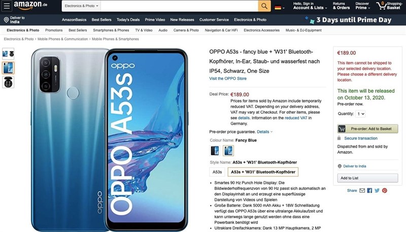 OPPO A53s chưa ra mắt nhưng đã cho đặt hàng trước: Pin 5.000 mAh, hỗ trợ sạc nhanh 18W, giá hơn 5 triệu đồng OPPO A53s chưa ra mắt nhưng đã cho đặt hàng trước: Pin 5.000 mAh, hỗ trợ sạc nhanh 18W, giá hơn 5 triệu đồng