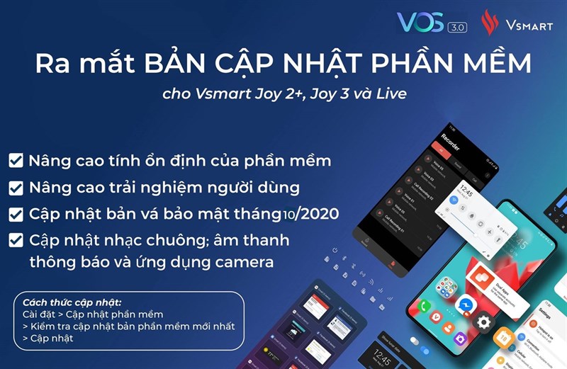 Vsmart Live, Joy 2+ và Joy 3 nhận được bản cập nhật phần mềm mới Vsmart Live, Joy 2+ và Joy 3 nhận được bản cập nhật phần mềm mới