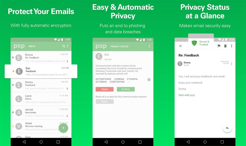 The pEp email client with Encryption