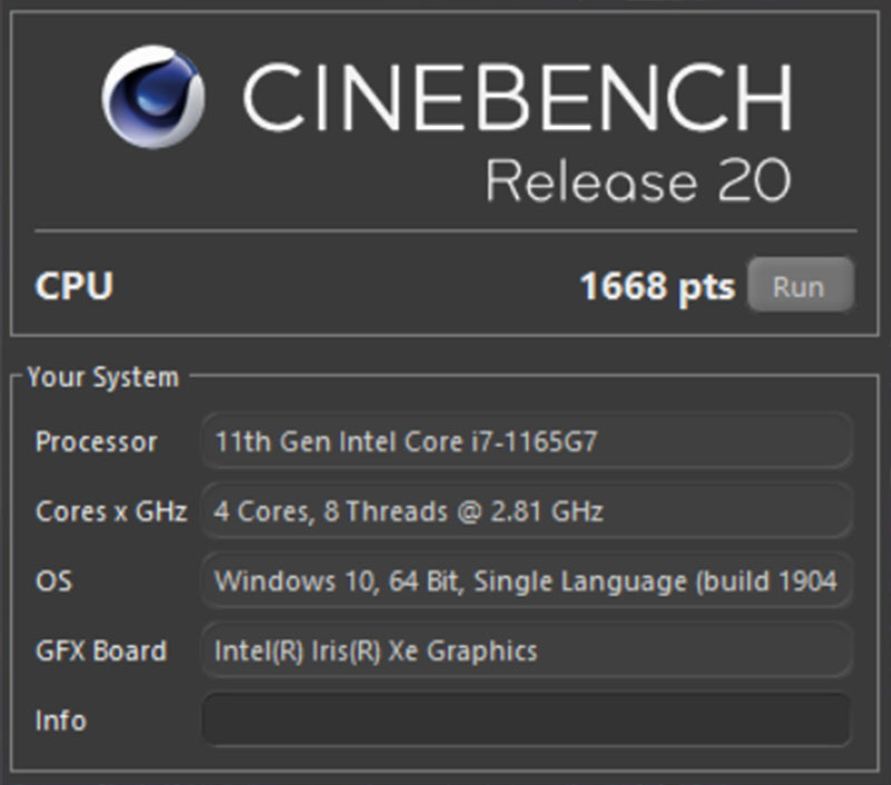 Đo hiệu năng của HP Envy 13 bằng Cinebench