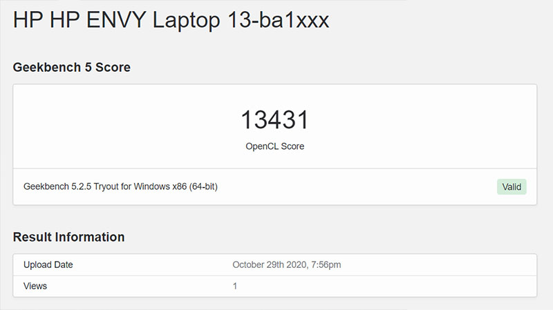 Đo hiệu năng của HP Envy 13 bằng Geekbench 5