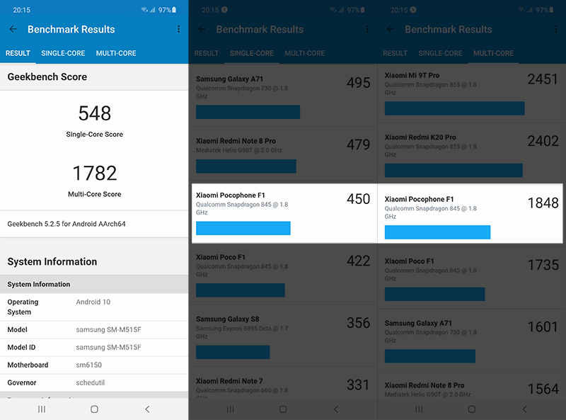 geekbench galaxy m51