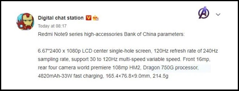 Rò rỉ cấu hình Redmi Note 9 High Edition với chip Snapdragon 750G Rò rỉ cấu hình Redmi Note 9 High Edition với chip Snapdragon 750G