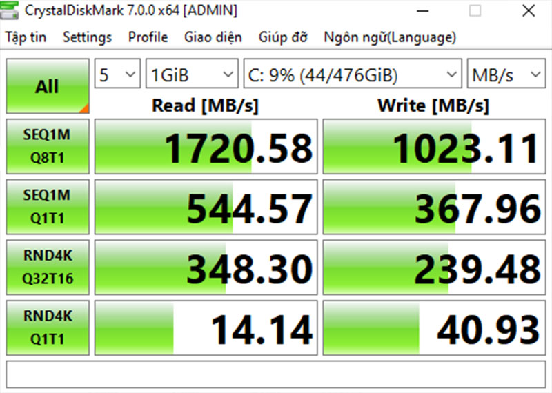 Đo tốc độ đọc và ghi của ổ cứng bằng Crystal Diskmark
