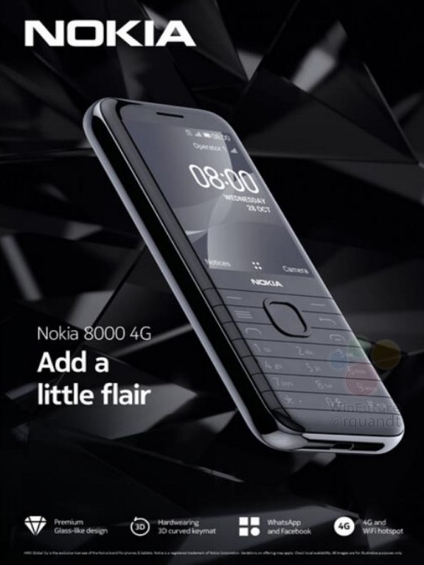 Nokia 8000 4G xuất hiện với màn hình 2.8 inch, dùng chip Snapdragon 210 và không có bàn phím trượt như mong đợi Nokia 8000 4G xuất hiện với màn hình 2.8 inch, dùng chip Snapdragon 210 và không có bàn phím trượt như mong đợi