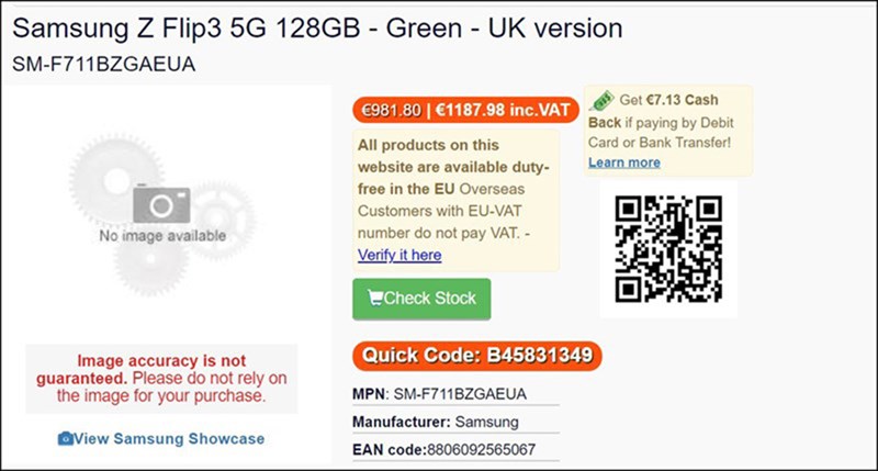 Giá bán của Samsung Galaxy Z Flip 3 rò rỉ tại châu âu Giá bán của Samsung Galaxy Z Flip 3 rò rỉ tại châu âu