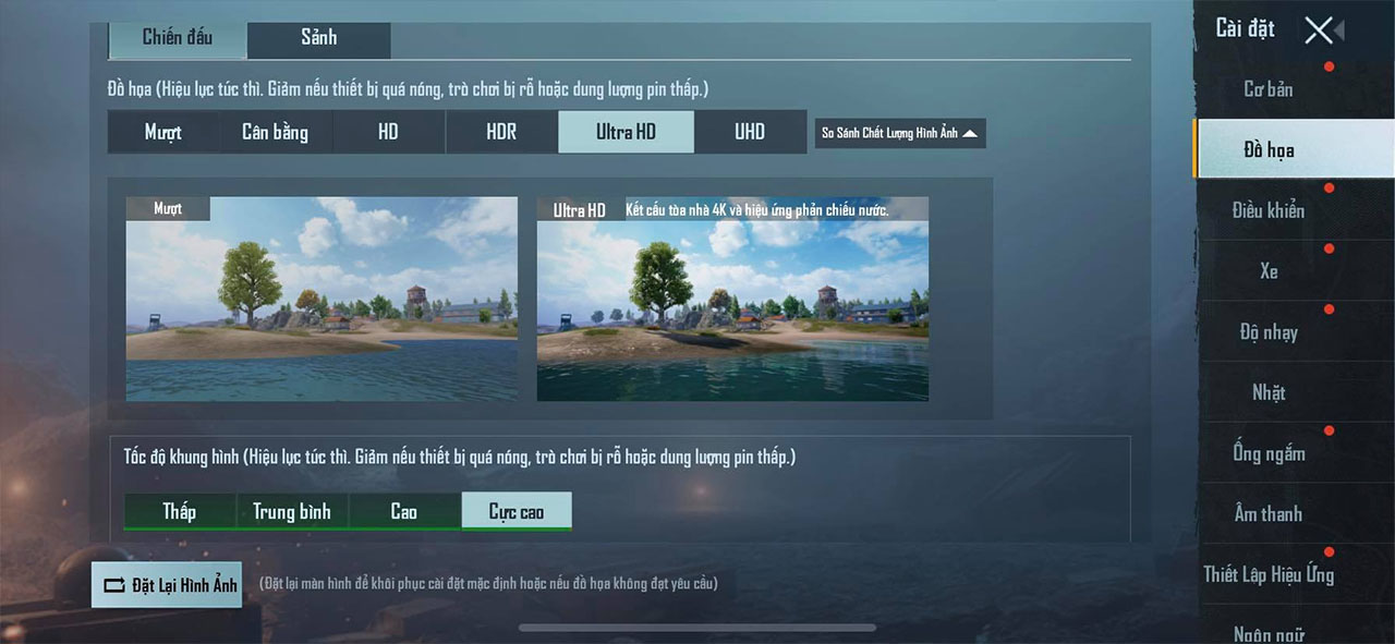 Cấu hình setup trong PUBG Mobile