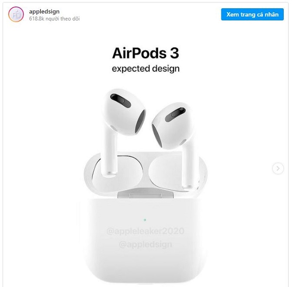 Xuất hiện mẫu thiết kế hết sức ấn tượng của tai nghe không dây AirPods 3, giống nhưng cũng khác so với AirPods Pro Xuất hiện mẫu thiết kế hết sức ấn tượng của tai nghe không dây AirPods 3, giống nhưng cũng khác so với AirPods Pro