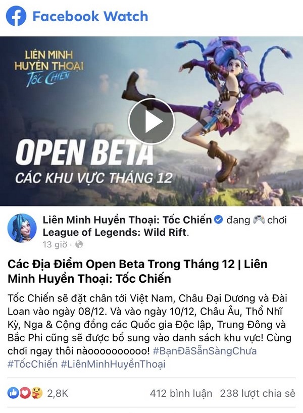 Tin vui cho cộng đồng game thủ tại Việt Nam, Liên Minh Huyền Thoại: Tốc Chiến sẽ chính thức có mặt tại nước ta vào ngày 8/12 Tin vui cho cộng đồng game thủ tại Việt Nam, Liên Minh Huyền Thoại: Tốc Chiến sẽ chính thức có mặt tại nước ta vào ngày 8/12