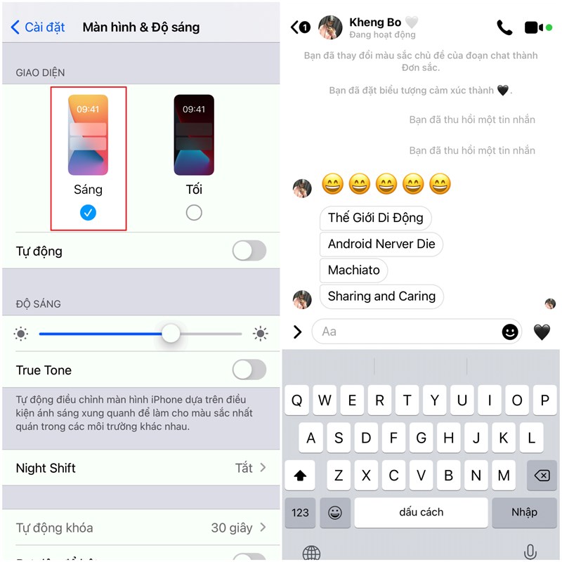 đổi giao diện Facebook Messenger thành trắng đen