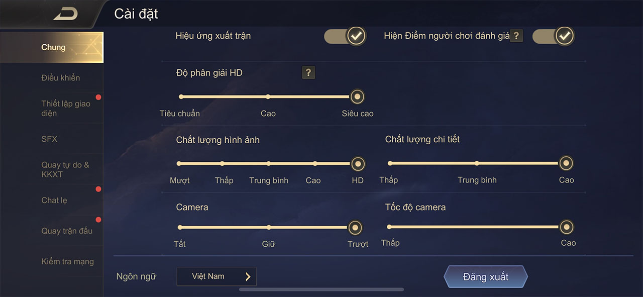 Cấu hình setup trong Liên Quân Mobile Cấu hình setup trong Liên Quân Mobile