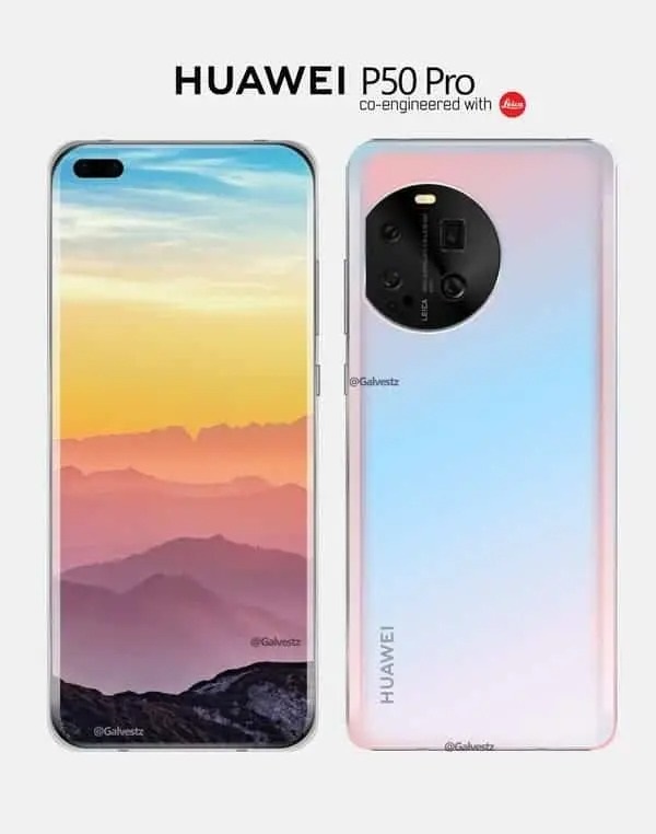 Huawei P50 Pro lần đầu lộ ảnh sắc nét với viền cạnh màn hình cong cuốn hút, camera selfie kép cùng cụm máy ảnh hầm hố mặt sau