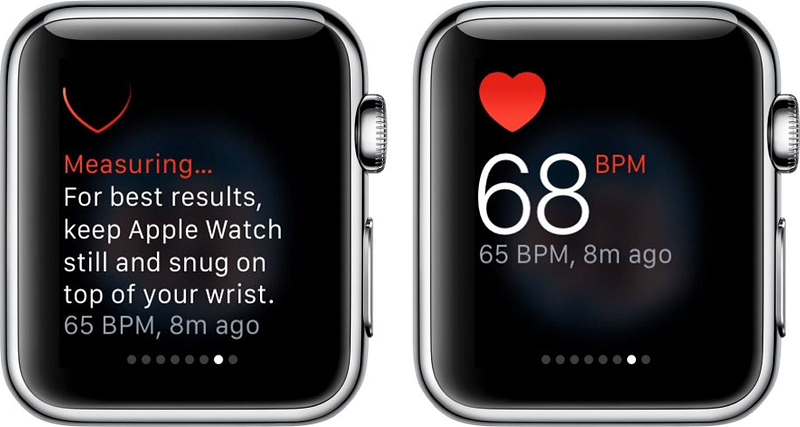 Tính năng đo nhịp tim trên Apple Watch (Nguồn: MacRumors)