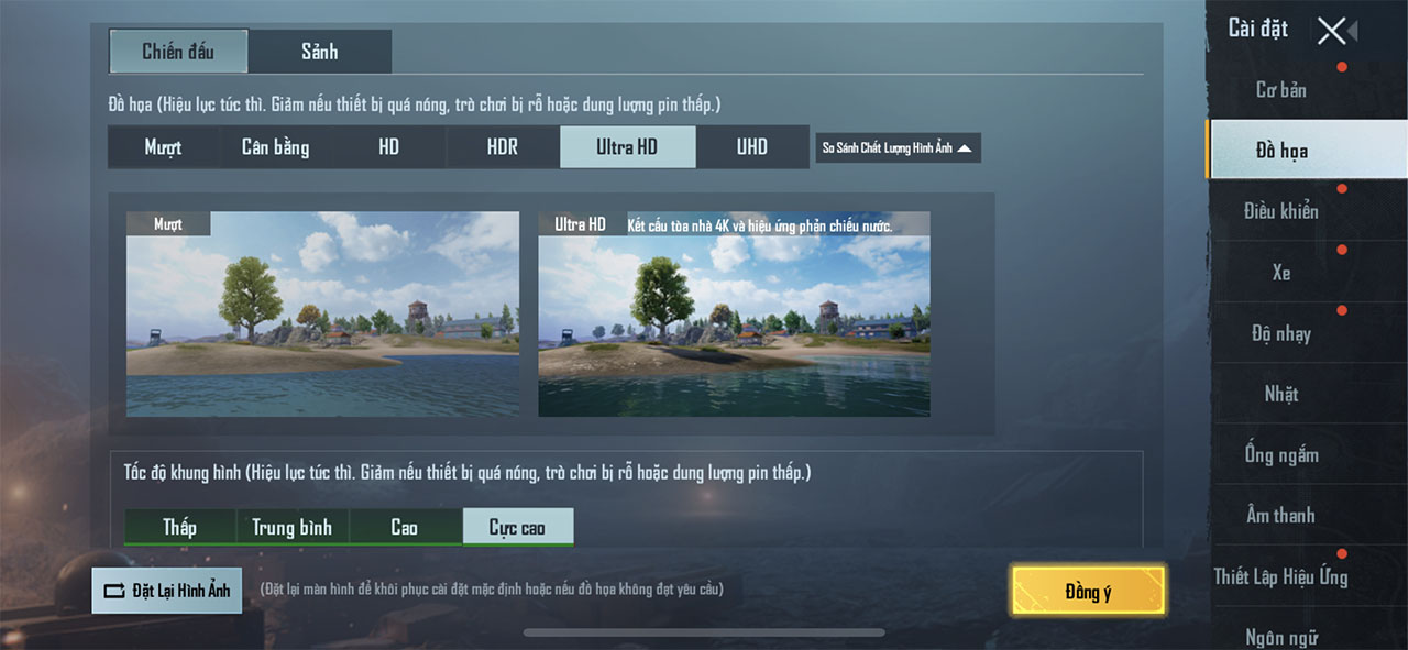 Cấu hình setup trong PUBG Mobile