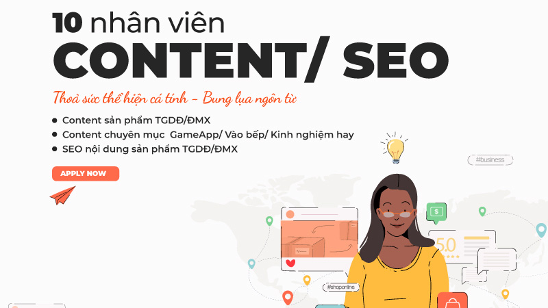Thế Giới Di Động tuyển dụng 10 Nhân viên Content/SEO sản phẩm TGDĐ/ĐMX Thế Giới Di Động tuyển dụng 10 Nhân viên Content/SEO sản phẩm TGDĐ/ĐMX