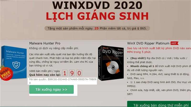 Nhận phầm mềm WinXDVD Free